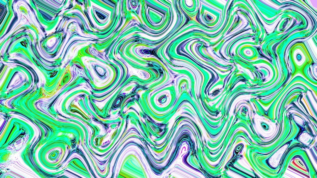 Abstract green and white wavy pattern.